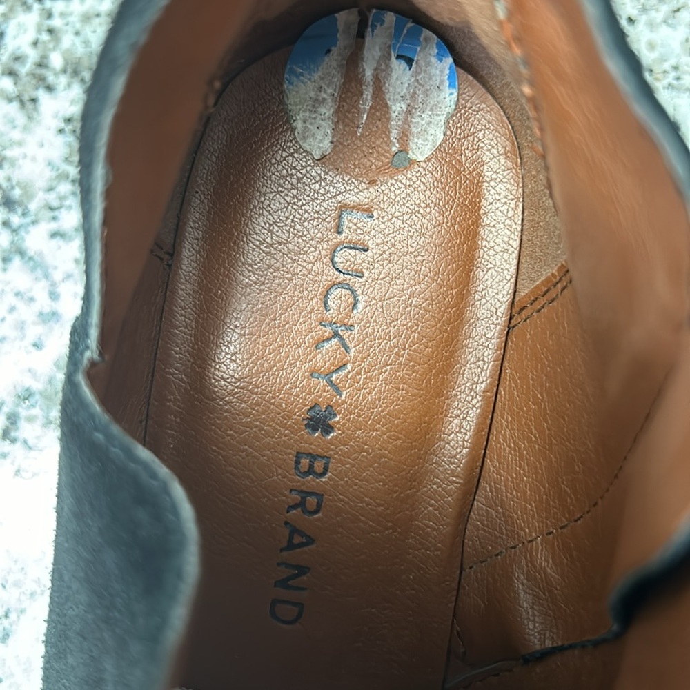 Lucky Brand Fenley Black Leather Suede Booties View 4